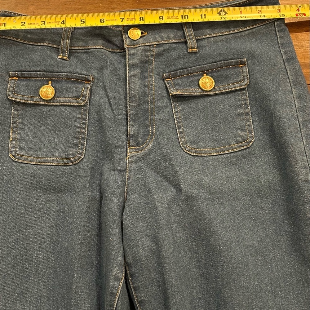 Jason Wu Stretch Wide Leg Jeans Size 6 Gold Buttons New Without Tags - Picture 7 of 12